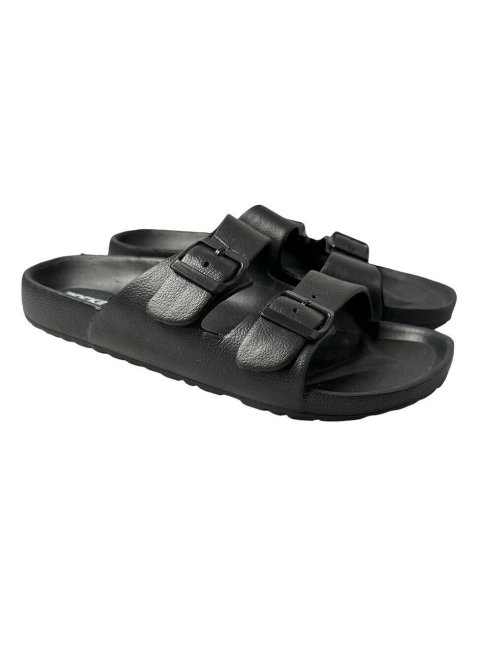 Rockin Huntington Buckle Slides Adjustable Black Rubber Unisex Size 42 US 11W 9M